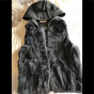 COPY - NWOT. YA Los Angeles Hooded Fur Sweater Ve…